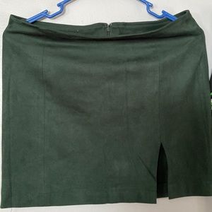 Green felt slit skirt